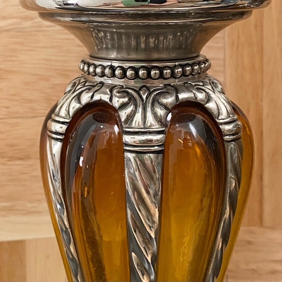 Rare Vintage MCM Mid Century Modern Amber Silver-plate Caged Candle Holder Set - Picture 8 of 12